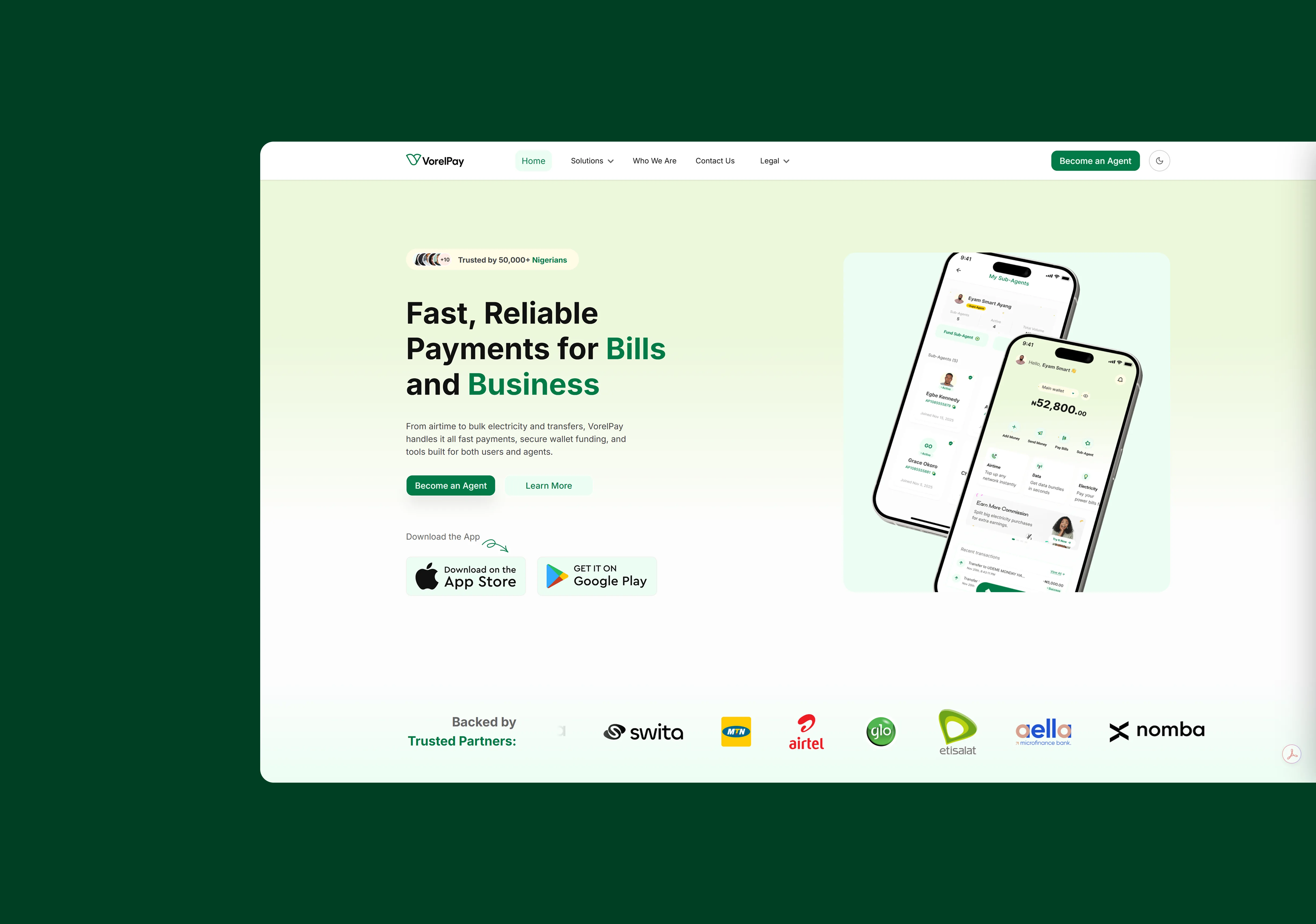 Vorelpay desktop showcase